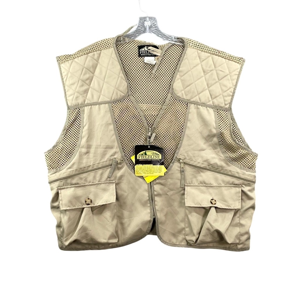 Fieldline Fishing Vest Mens 2XL Khaki Outdoor Hiking Utility Tactical Hunting